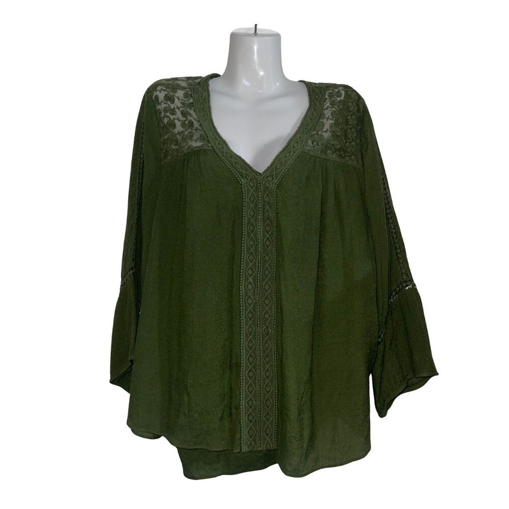 John Paul Richard Lace Trim Peasant Boho Blouse SZ XL Hippie Gypsy Whimsical